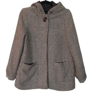 Mossimo Wool Blend Dark Brown And Tan Swing Coat With Large Front Pockets Medium